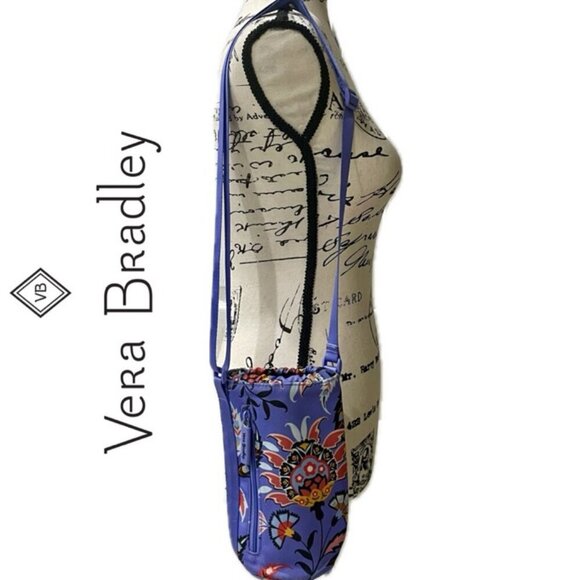 VERA BRANDLEY BOTTLE WATER CROSSBODY BAG PURPLE HISPTER GARDEN - Picture 1 of 14